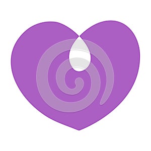 Purple Minimalist Heart Icon with Water Drop Shape